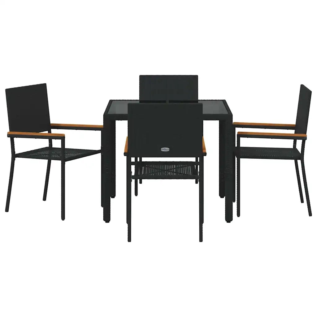 Set da Pranzo per Giardino 5 pcs Nero polyrattan 3365387