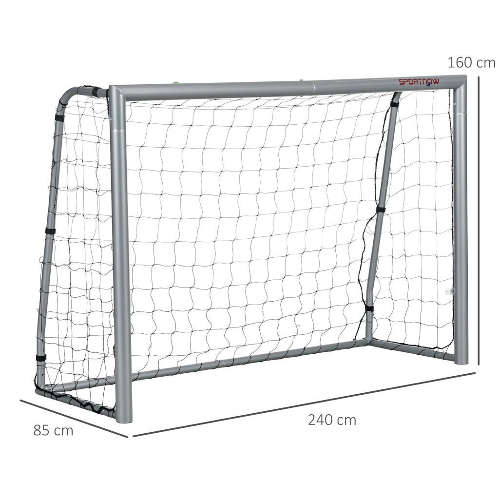 Porta da Calcio con Viti e Picchetti inclusi 240x85x160 cm in PE e Metallo Grigio