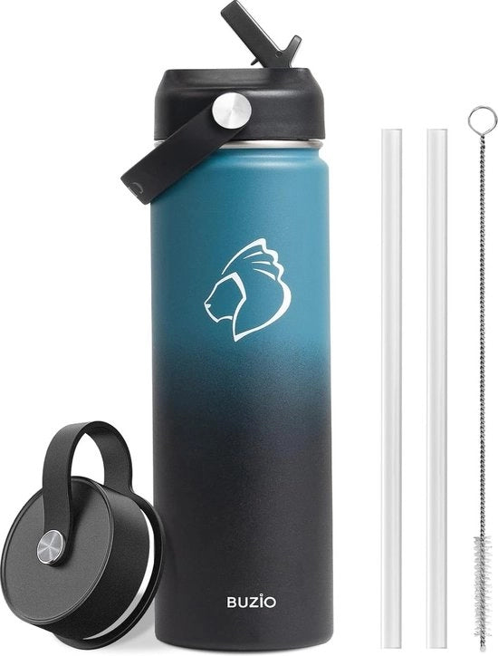 Ottima bottiglia d'acqua isolante in acciaio inossidabile 750 ml con manico e apertura ampia - ideale per bevande fredde
