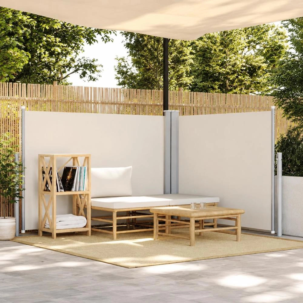 Extendable Side Awning, Cream White, 100 X 600 Cm