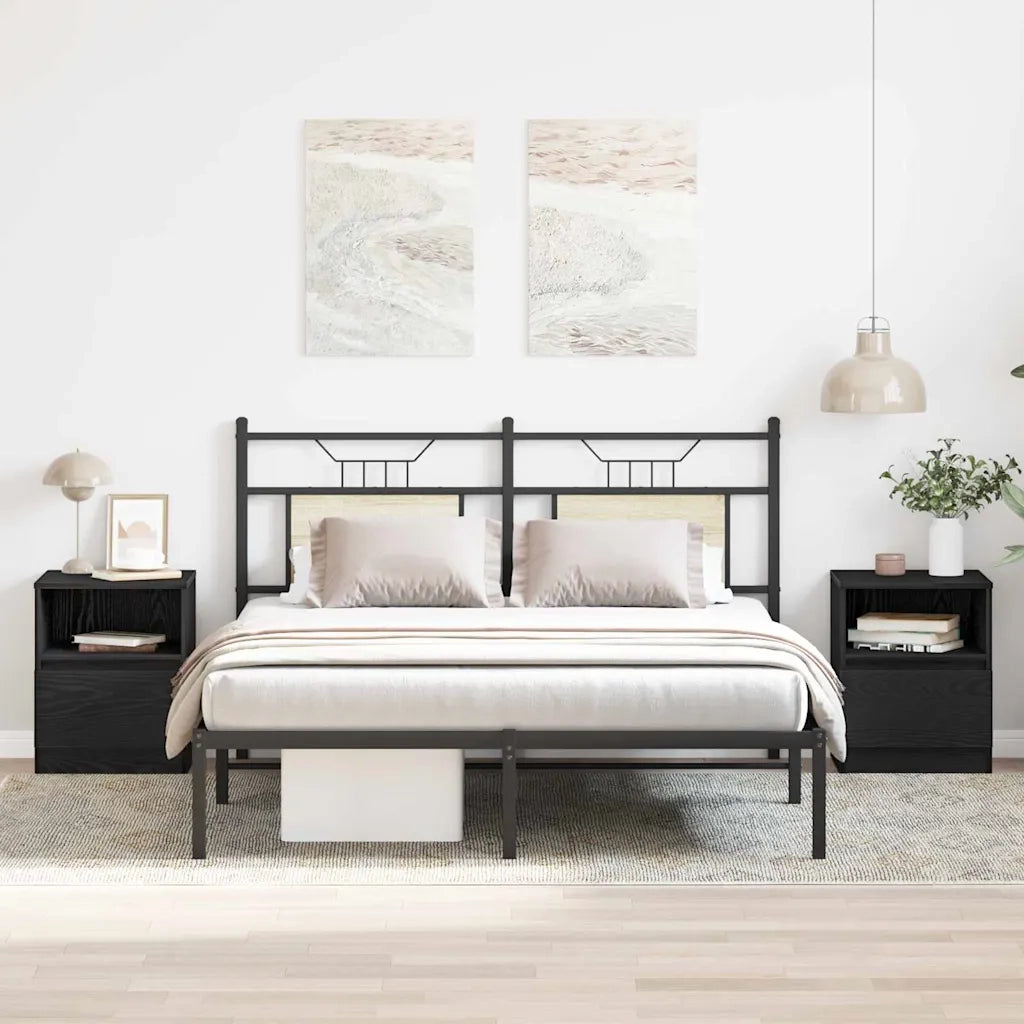 Armadio da Notte con cassetto 2 pcs Rovere Nero 40 x 40 x 50 cm 862610