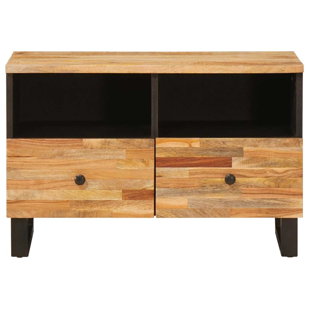 Pratico mobile porta TV rettangolare con spazio di archiviazione 70 x 33 x 46 cm in legno di mango marrone 02_0057807