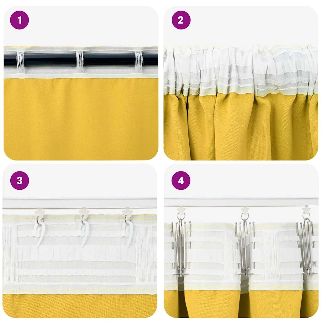 Tende Blackout con Anelli 2 pcs Giallo senape 260 x 140 cm 4107507