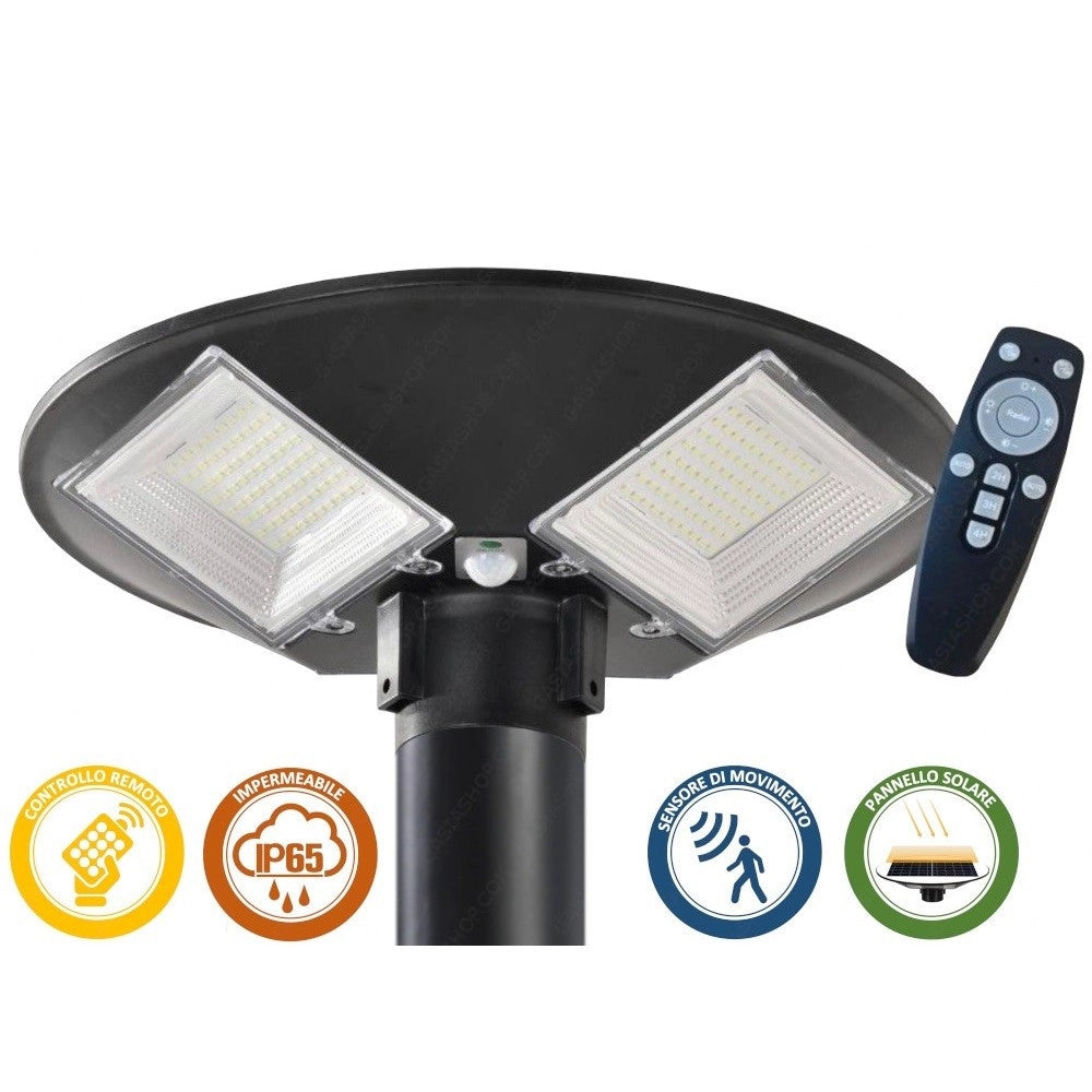 Trade Shop - Lampione Led 100w Con Pannello Energia Solare Ip65 Sensore Movimento So-gd-100w -