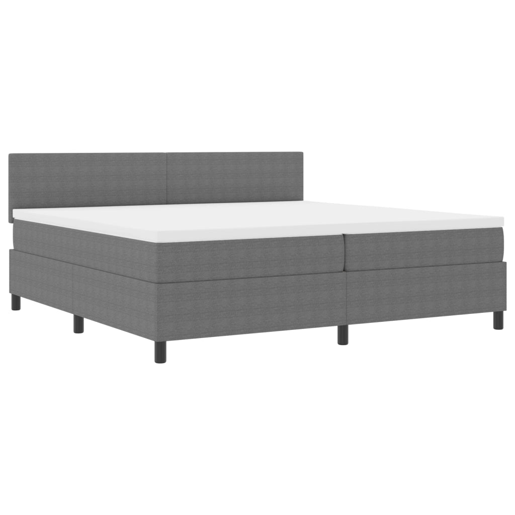 Letto Box Spring con Materasso & LED Grigio 200x200 cm Tessuto Corduroy