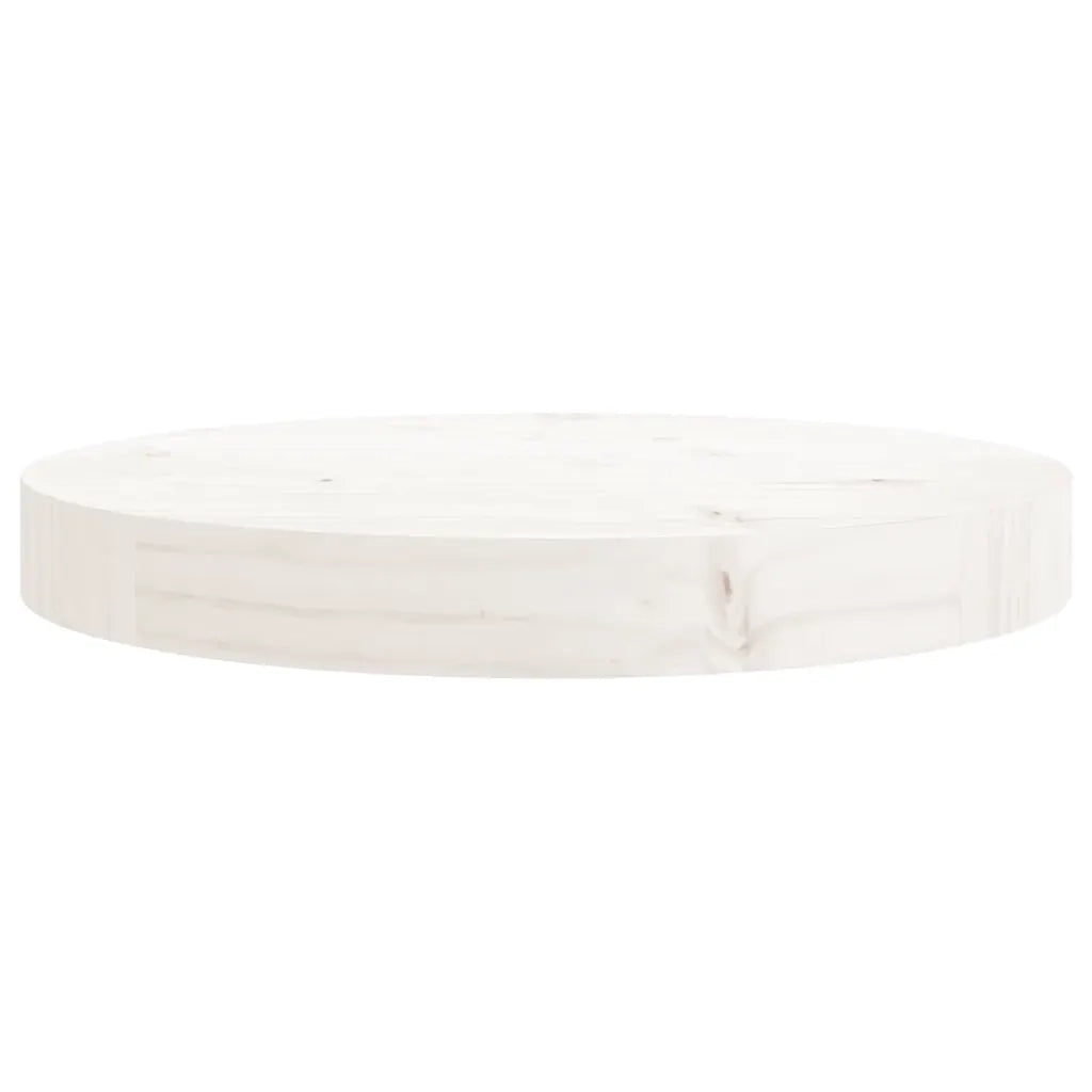 Piano Tavolo Rotondo Bianco Ã˜30x3 cm in Legno Massello di Pino