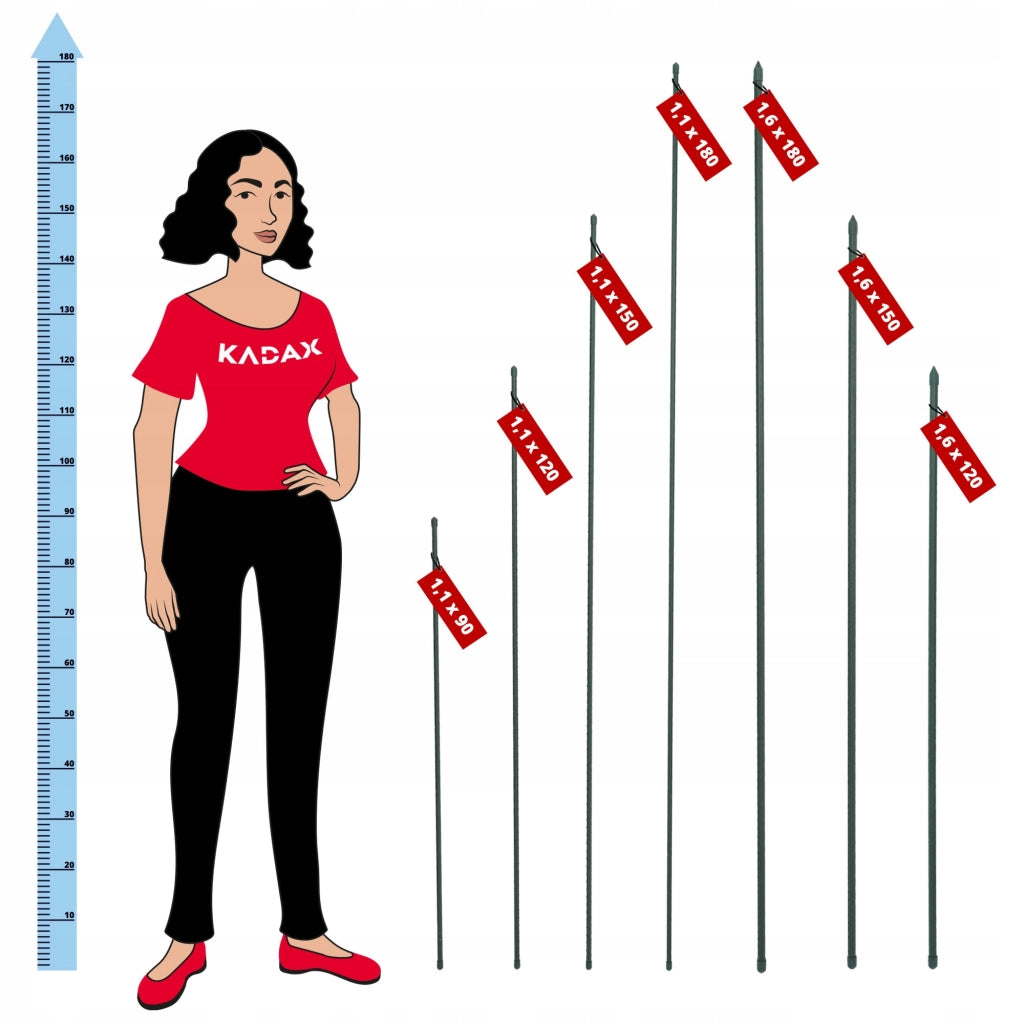 Pali di supporto per piante di pomodoro KADAX, 120 + 150 cm, 11 mm, 20 pezzi