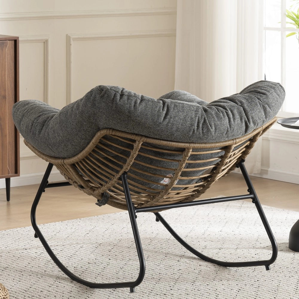 Sedia a Dondolo Imbottita in Chenille ¨C Xylo ¨C Poltrona Relax per Cameretta e Soggiorno