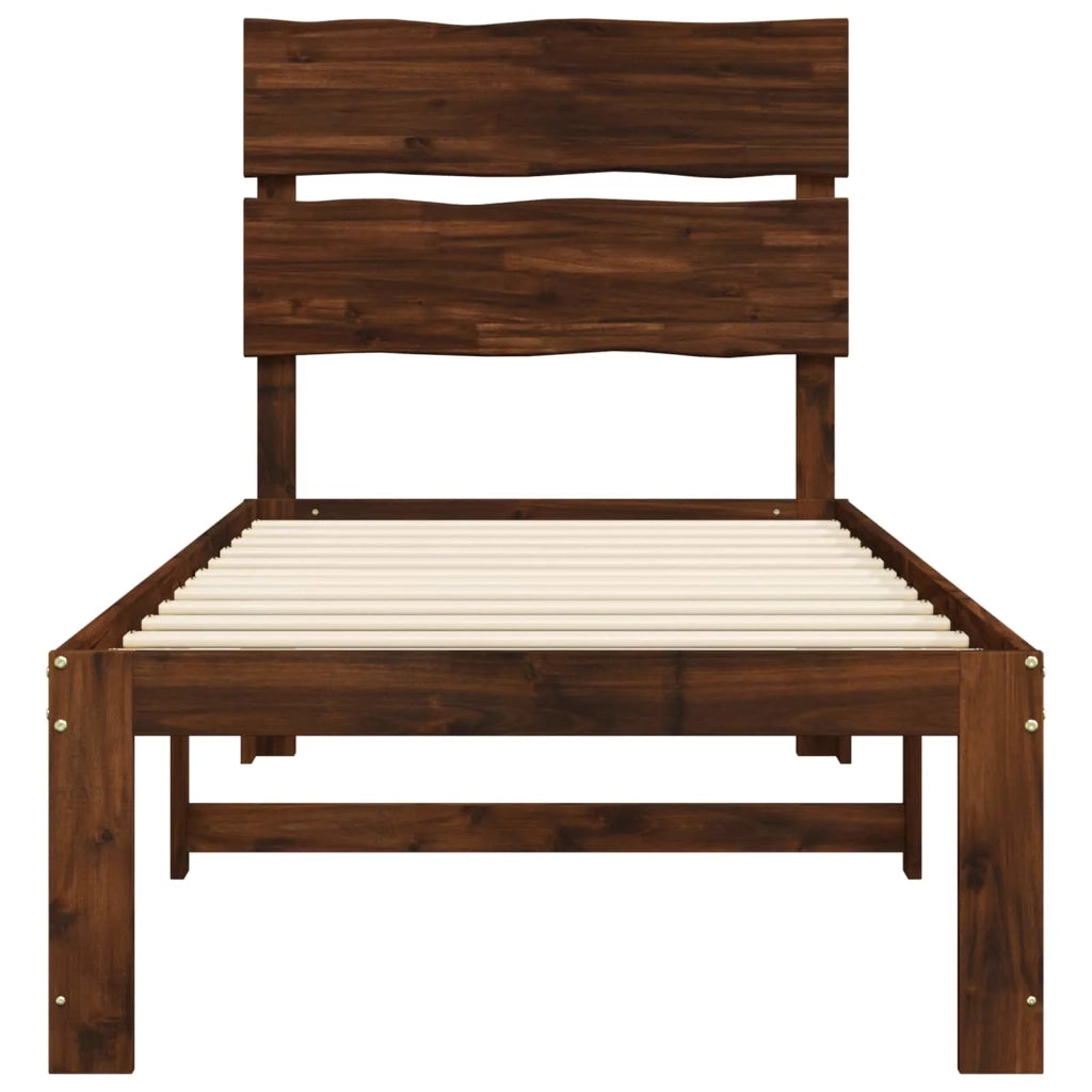 Letto Singolo con Testiera ROSTOCK Marrone Scuro 90 x 200 cm 903497