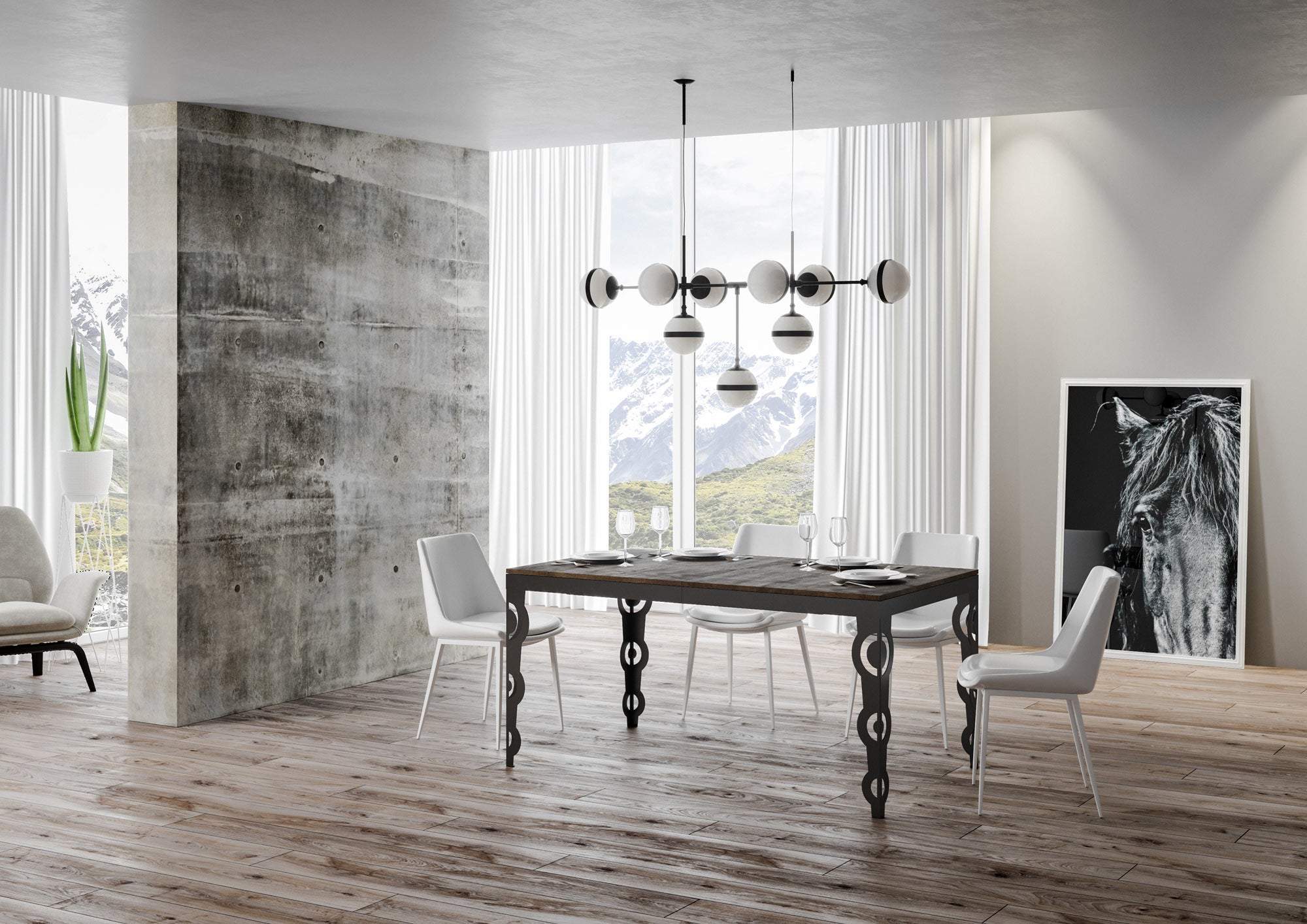 Tavolo Allungabile 160-420x90x77 cm Karamay Evolution Noce