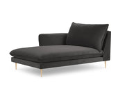 Cosmopolitan Design - Chaise longue sinistra "Vienna" in velluto grigio scuro 