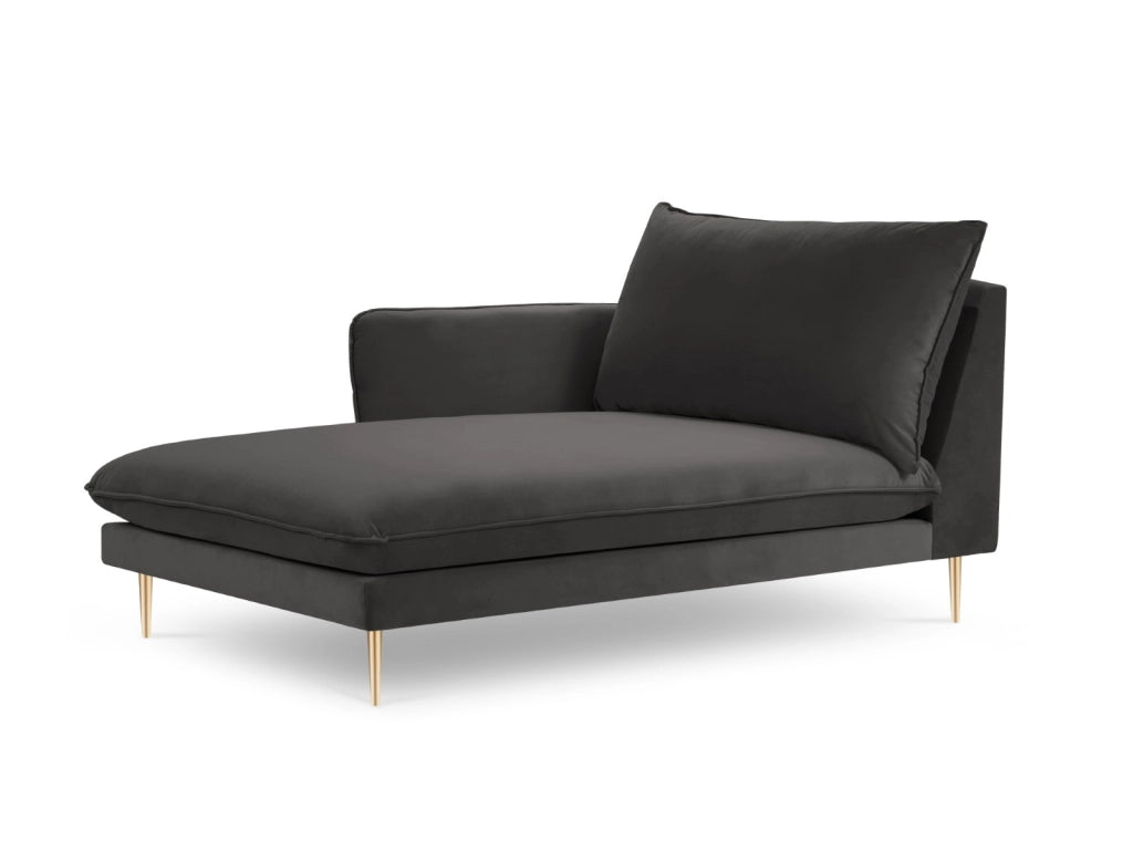 Cosmopolitan Design - Chaise longue sinistra "Vienna" in velluto grigio scuro 