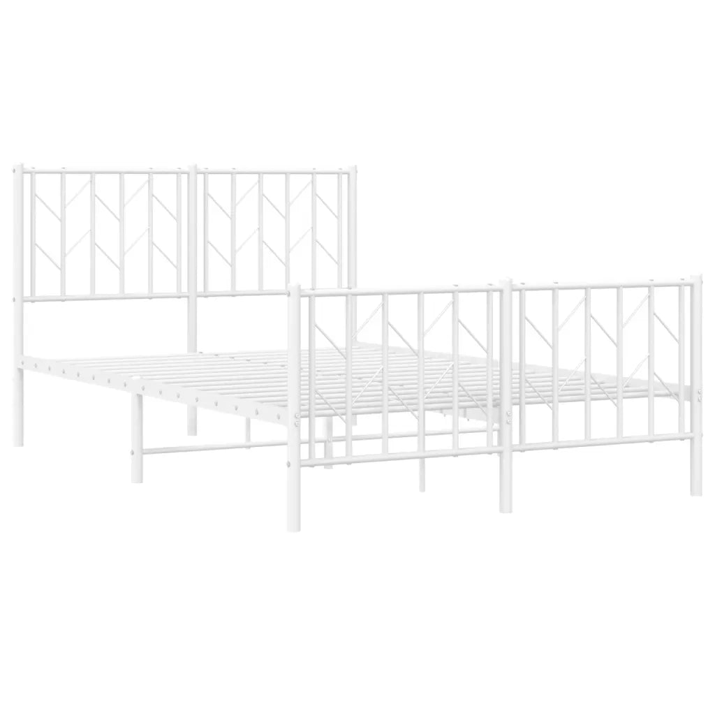 Giroletto con Testiera e Pediera Metallo Bianco 120x200 cm 374502