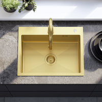 Lavello In Acciaio Liam Brush Gold con rubinetto da cucina