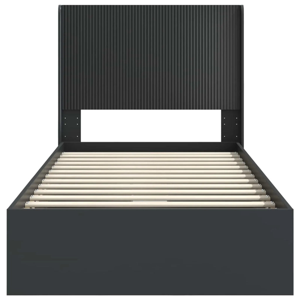 Struttura del letto con stoccaggio e testata Nero 75 x 190 cm 3414068