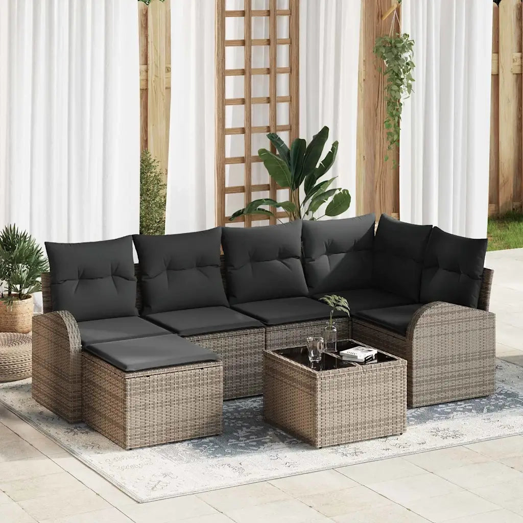 Set Divano da Giardino 7 pcs Grigio polyrattan 3346119