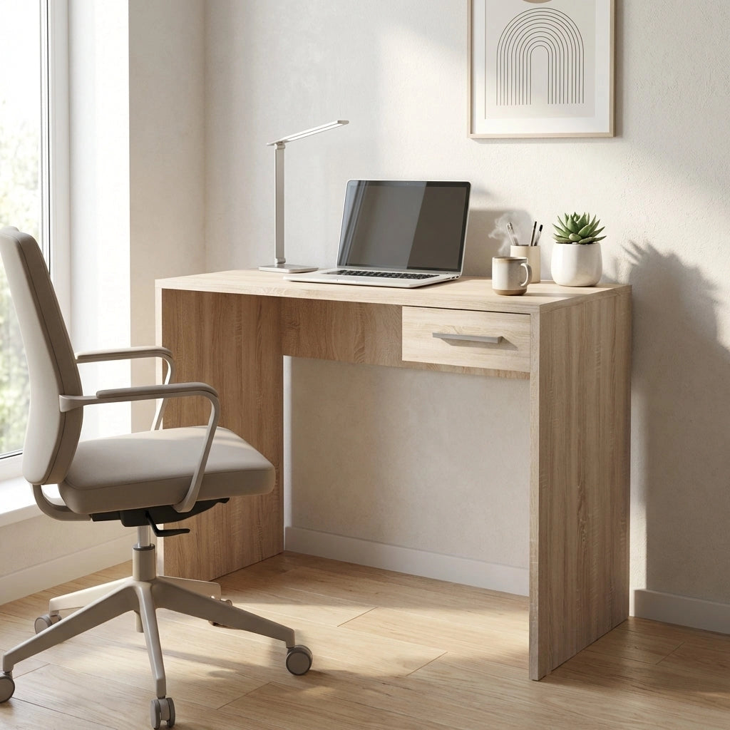 Scrivania Moderna con cassetto in Legno Composito cm 90x74x45 - KELVIN