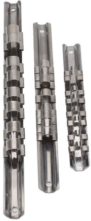 Supporto per Chiavi a Muro in Acciaio Inox - 3 Livelli - 8 Clip - Adatto per Chiavi da 1/4 in, 3/8 in, 1/2 in - Montaggio a Parete - Racks per Chiavi Duraturo e Efficienti