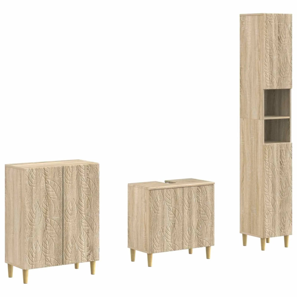 Set di armadietti da bagno in 3 pezzi DELFT Rovere Sonoma 3417461