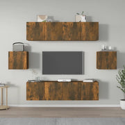 Set di Mobili Porta TV 6 pz Rovere Fumo in Legno Multistrato 3120266