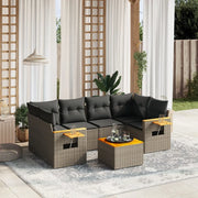 Set Divani da Giardino 7 pz con Cuscini Grigio in Polyrattan 3259043