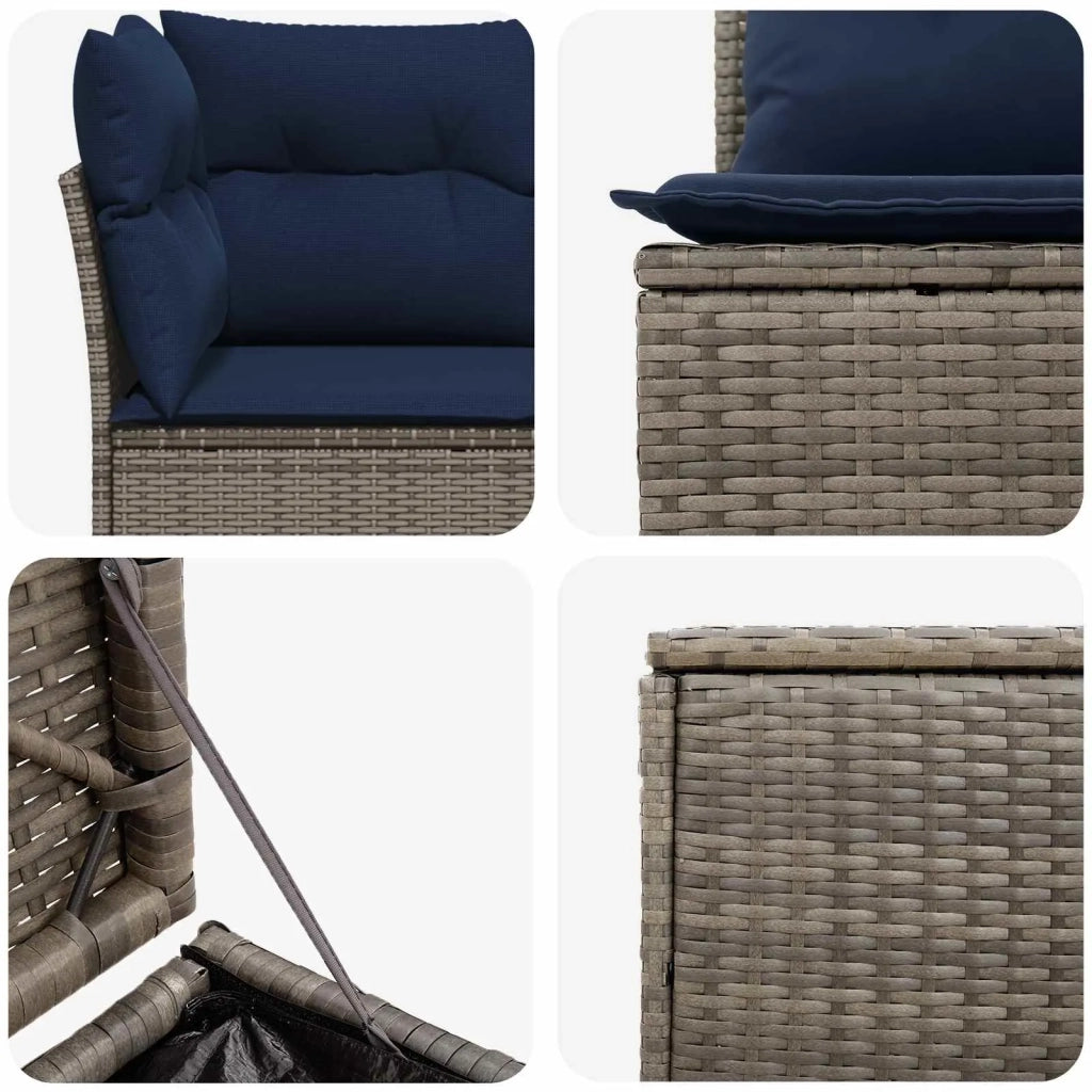 Set di divani 5 pz Grigio e Blu Navy Rattan sintetico e Acciaio 3447841