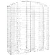 Cesto gabbione recinzione a gabbia muro di contenimento ad arco 200 x 50 x 220/240 cm ferro zincato argento 02_0040038