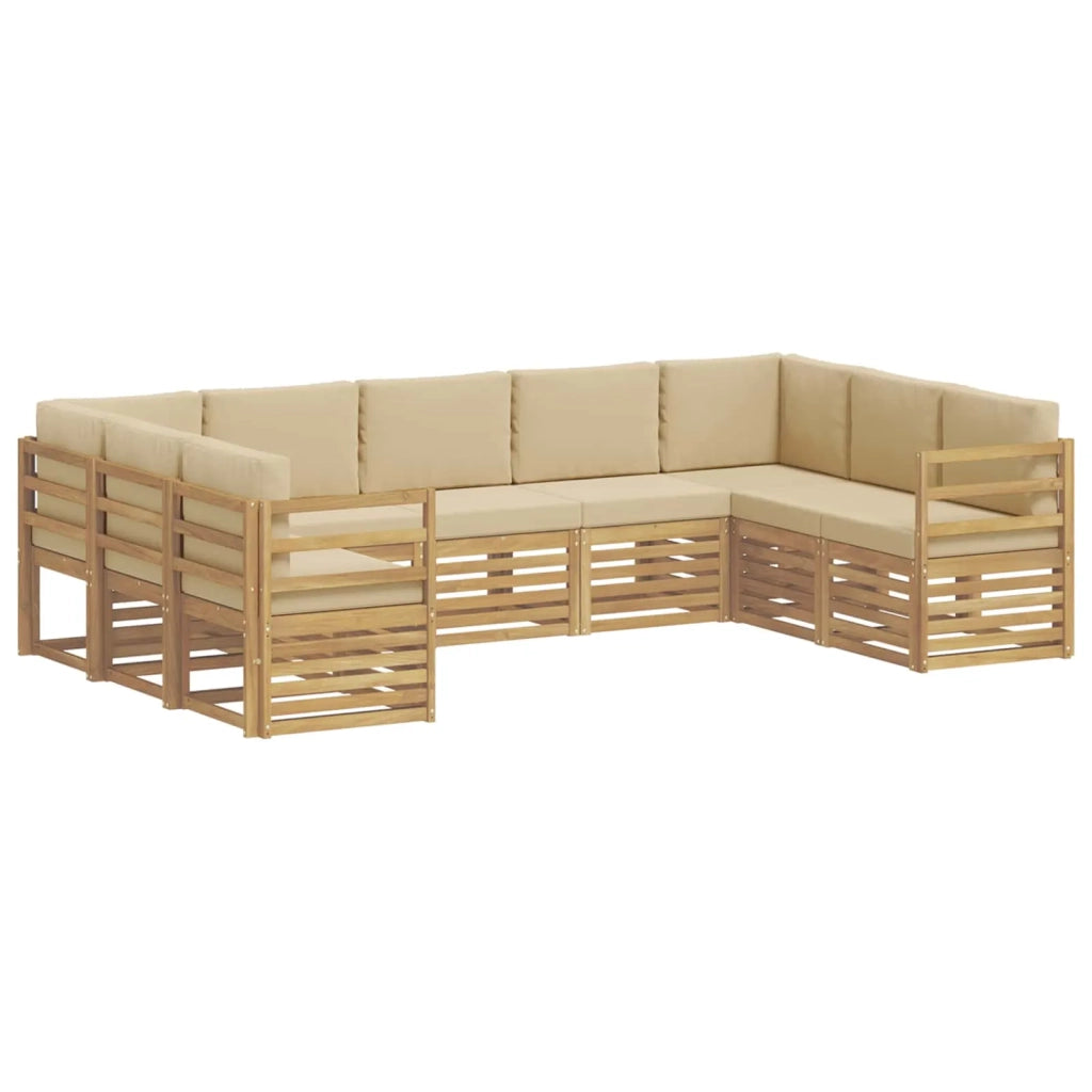 Set divano sezionale 9 pcs Bianco e Beige 304 x 185,5 x 73 cm