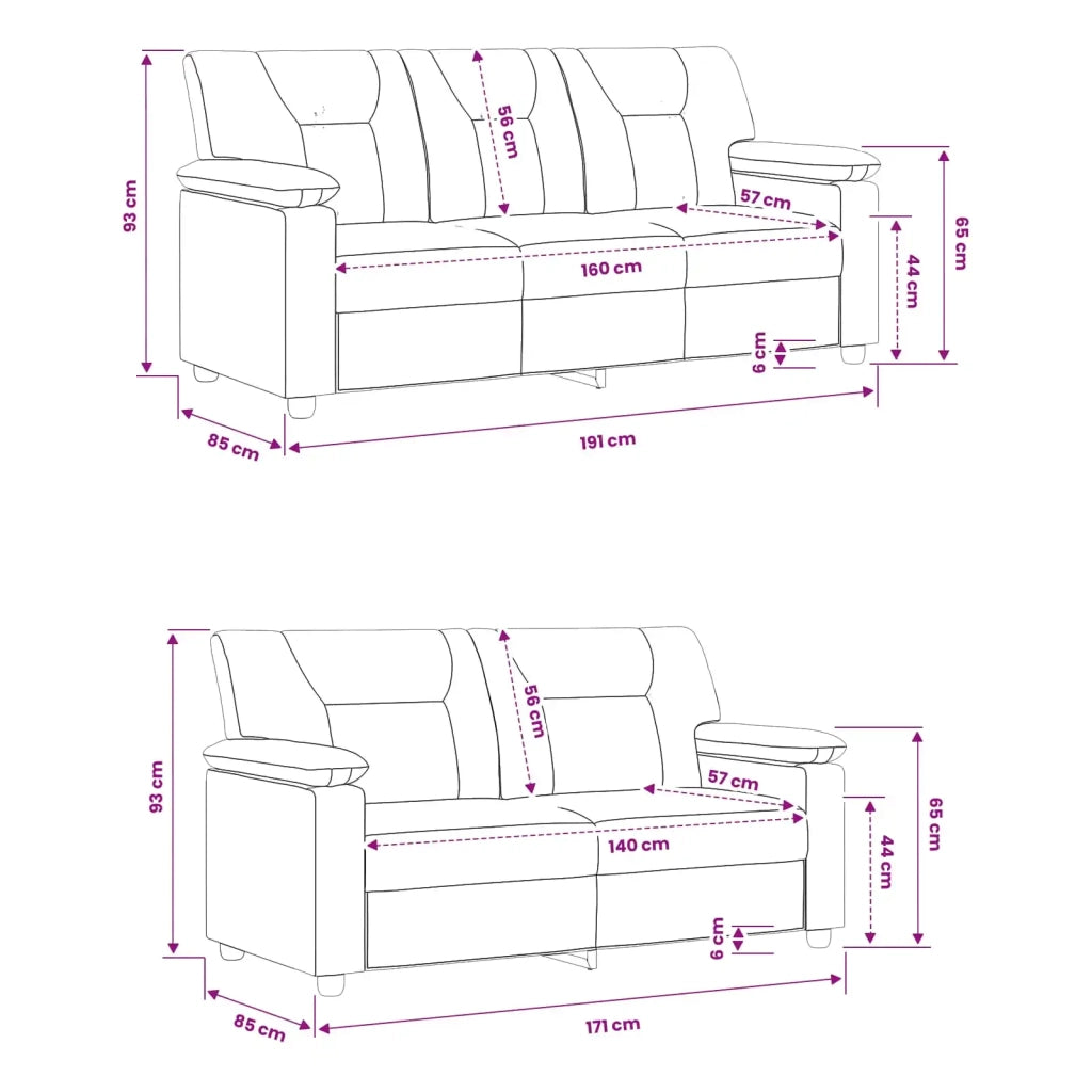 Set di divani 2 pcs Grigio Similpelle 3430569