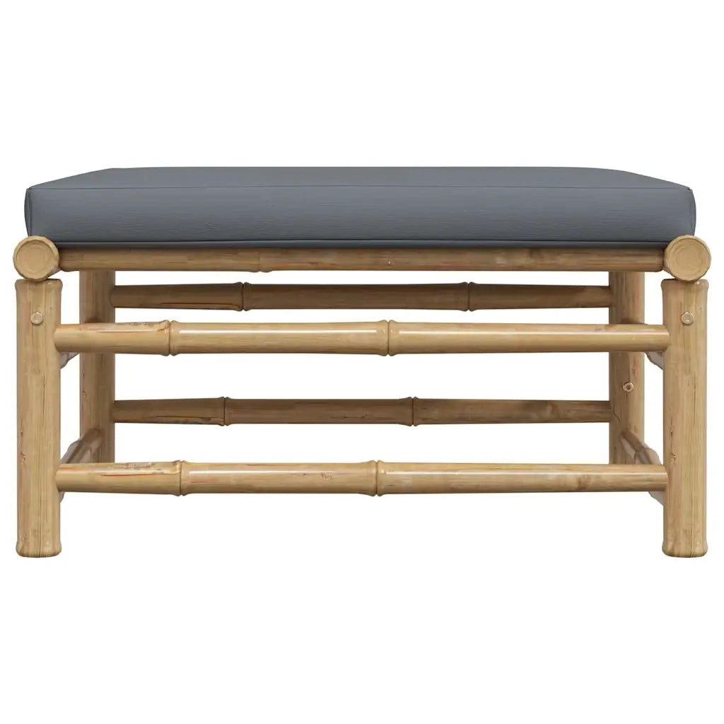 Poggiapiedi da Giardino con Cuscini Grigio Scuro in Bamb¨´ CFW2455886