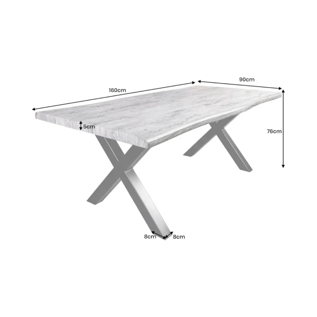 Tavolo da pranzo RIVET 160 cm in legno grigio e metallo nero