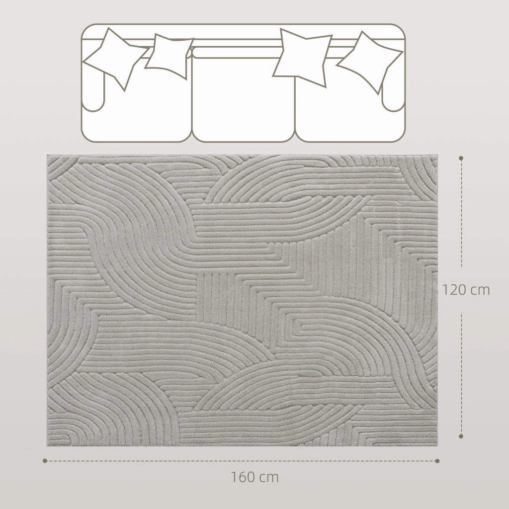 Tappeto per soggiorno geometrico 160x120 cm ¨C zephmum ¨C grigio antiscivolo