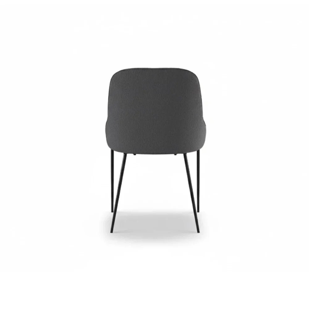 Set di 4 sedie da pranzo imbottite in tessuto grigio scuro Harmony con struttura in metallo facili da pulire | Duzzle