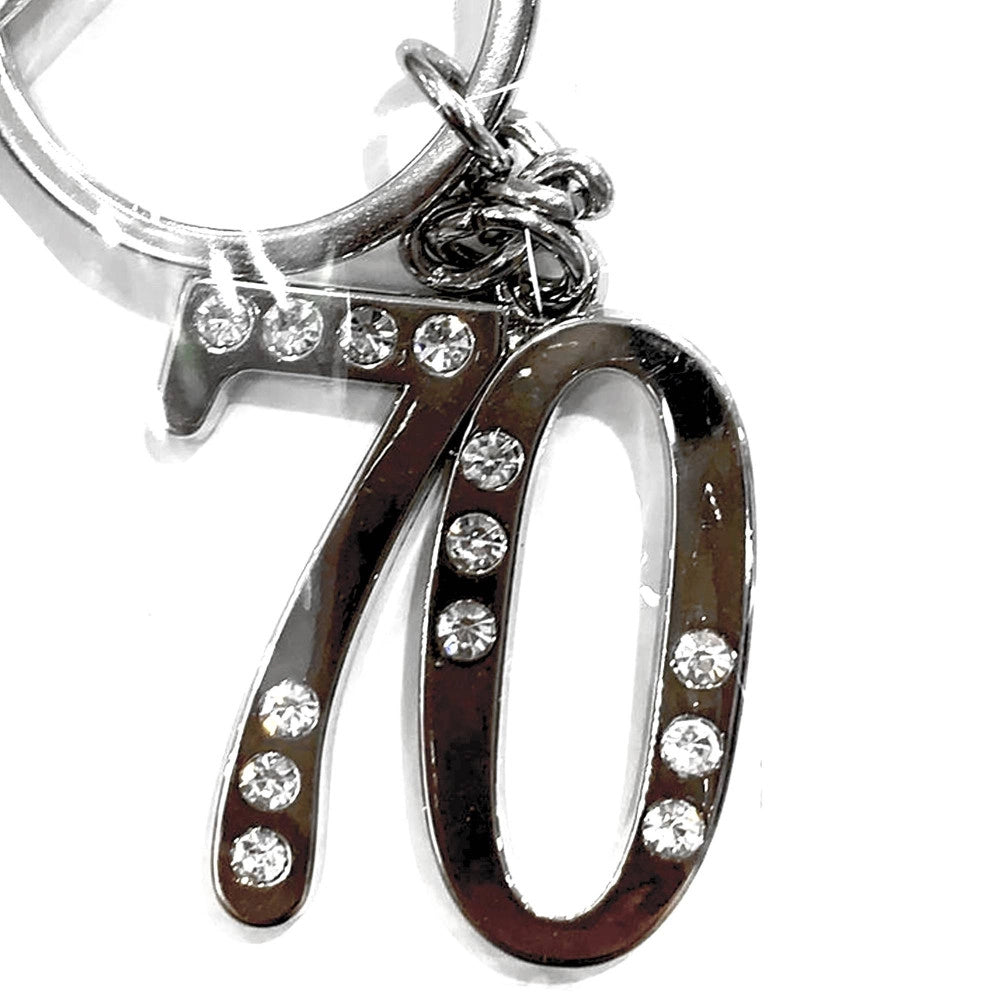 Trade Shop - 12 Portachiavi Porta Chiave Con Numero 70 Bomboniere Confetti Per Compleanno -