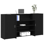 Scrivania per Reception Rovere Nero 200x50x103,5 cm in Legno Massello di Argilla 3324179