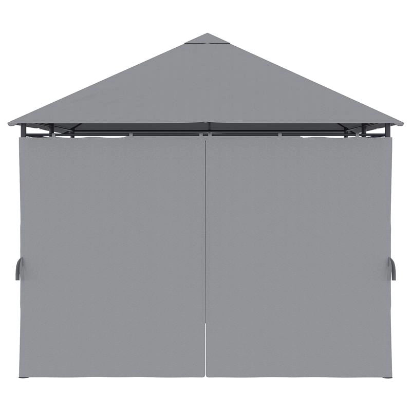 GAZEBO 3X4 M CON 6 PARETI RIMOVIBILI, 8 FORI DI DRENAGGIO E 12 PICCHETTI, IN ACCIAIO E POLIESTERE, GRIGIO E NERO