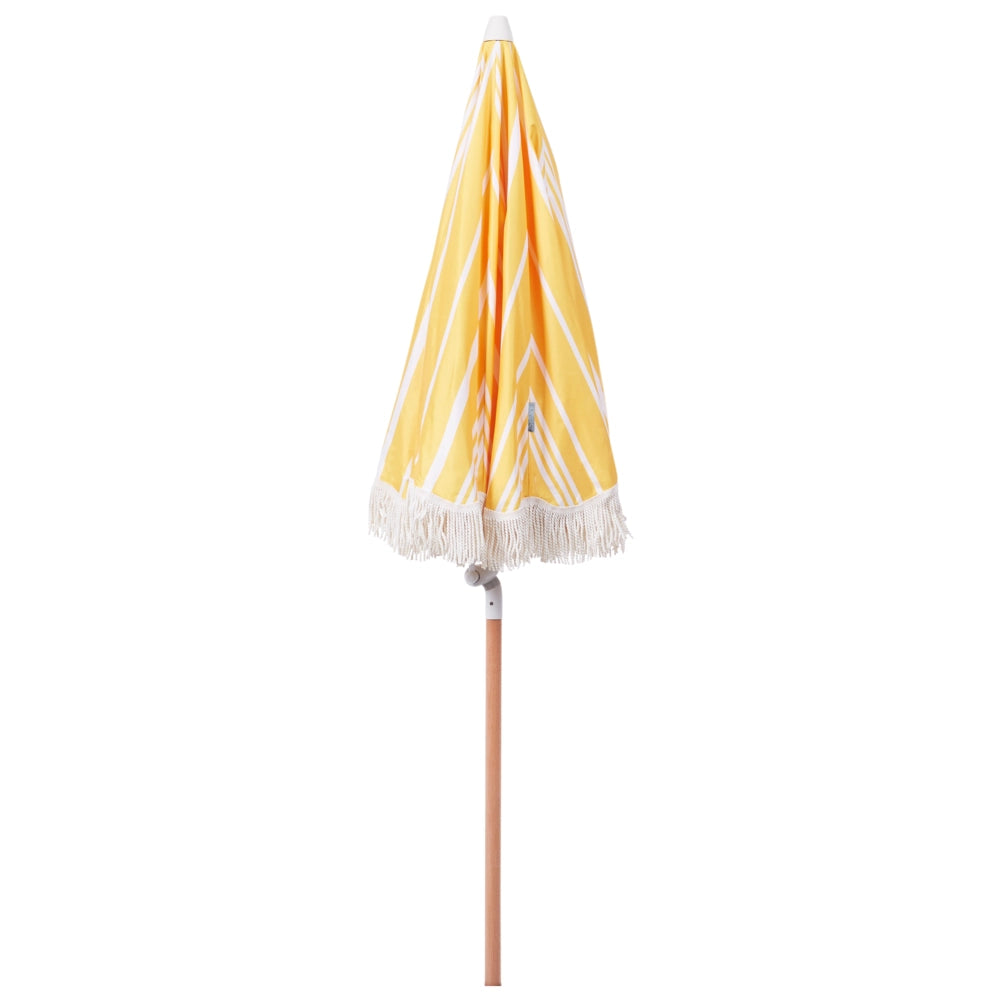 Ombrellone giardino tessuto bianco palo in legno faggio 150 cm Ombrellone esterno rotondo giardino retrò inclinabile resistente ai raggi UV