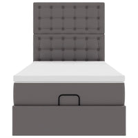 Letto Pouf con Materasso Grigio 100x200 cm Similpelle