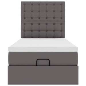 Letto Pouf con Materasso Grigio 100x200 cm Similpelle