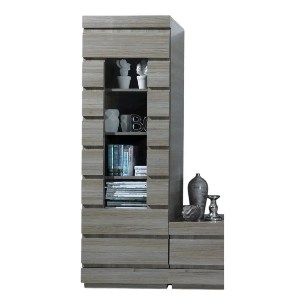 Vetrina DUCAL - 1 Porta - Colore Effetto Legno Grigio - 60 x 50 x 185 cm