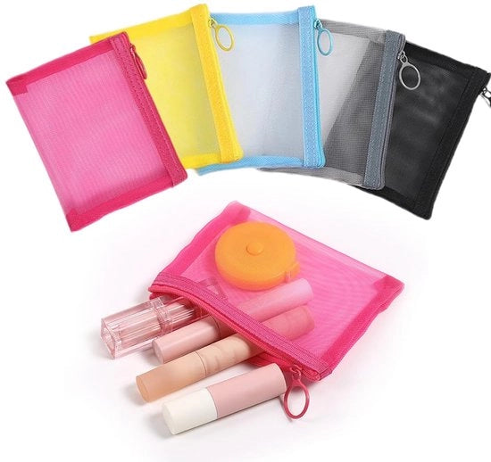 Pacchetto con 5 mini-borse documentali, 12 x 10 cm mini-borse con cerniera, mini-borsa cosmetica, borse con cerniera impermeabili per documenti per organizzazione, archiviazione, borsa impermeabile