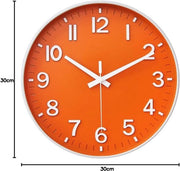 Orologio da Parete - Orologio Silenzioso - Visualizza l'Orario - Numeri Grandi - 30 cm - Arancione