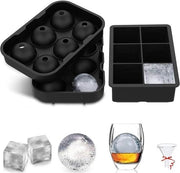 Set di congelatori in silicone a forma di cubo e di sfera, 2 pezzi, per raffreddare acqua, whisky e bevande, reutilizzabile, BPA-free.