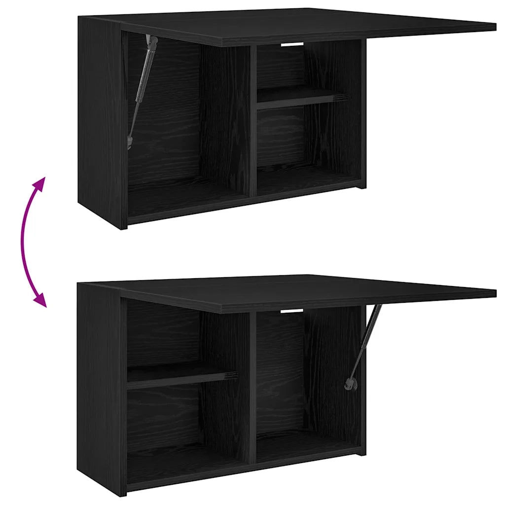 Mobiletto da bagno a parete nero design pratico 60 x 25 x 40 cm multifunzionale stile minimalista legno nero 02_0051261