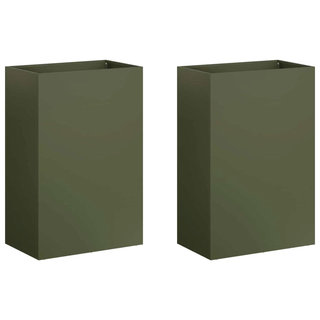 Vaso da giardino 2 pz Verde Oliva 50 x 40 x 75 cm 8005673