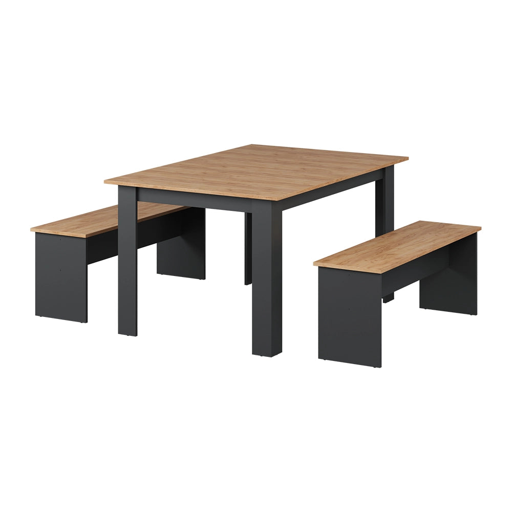 Vicco Set di tavoli da pranzo Antracite/quercia dorata 137.6 x 92.8 cm con 2 panche