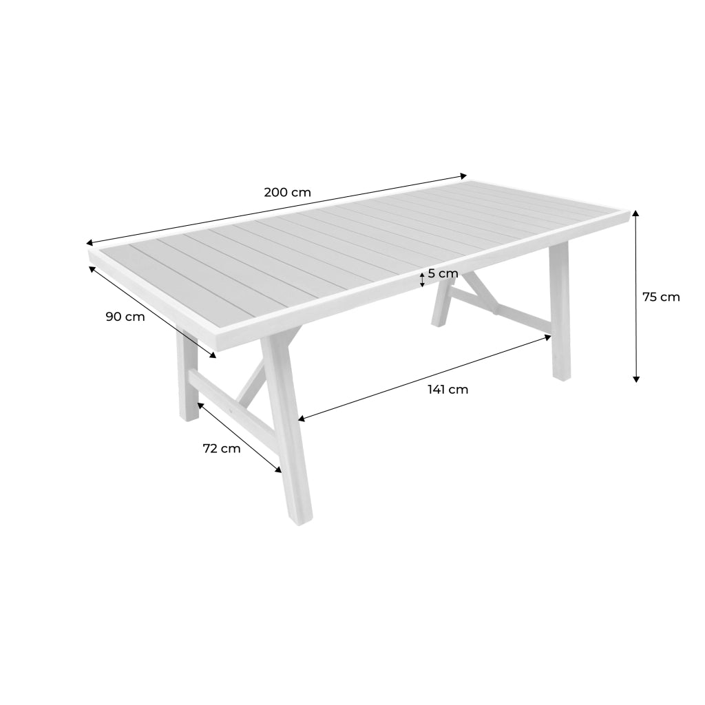 Tavolo da giardino in legno di hevea e alluminio, 6 posti, verde kaki