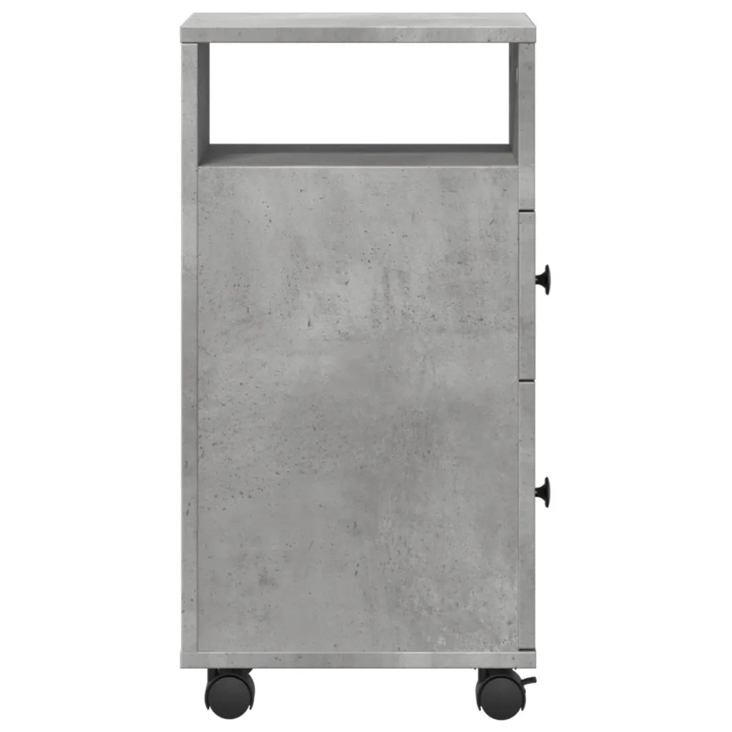 Mobile da Bagno | Armadio da bagno Stretto con Ruote Grigio Cemento in Truciolato