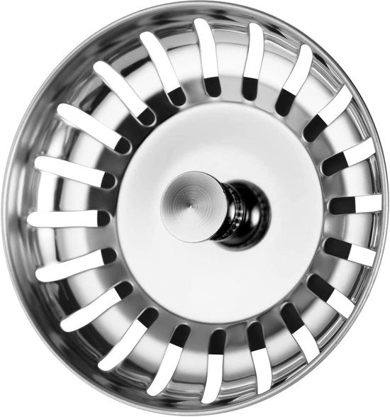Stop per lavandino Ø 80 mm - anti-verstoppaggio - filtro per scarico - stop per scarico con cadda - per lavabo - cucina - lavandini bianchi - valvola per cadda - RVS - duraturo lavandino filtro anti-verstoppaggio