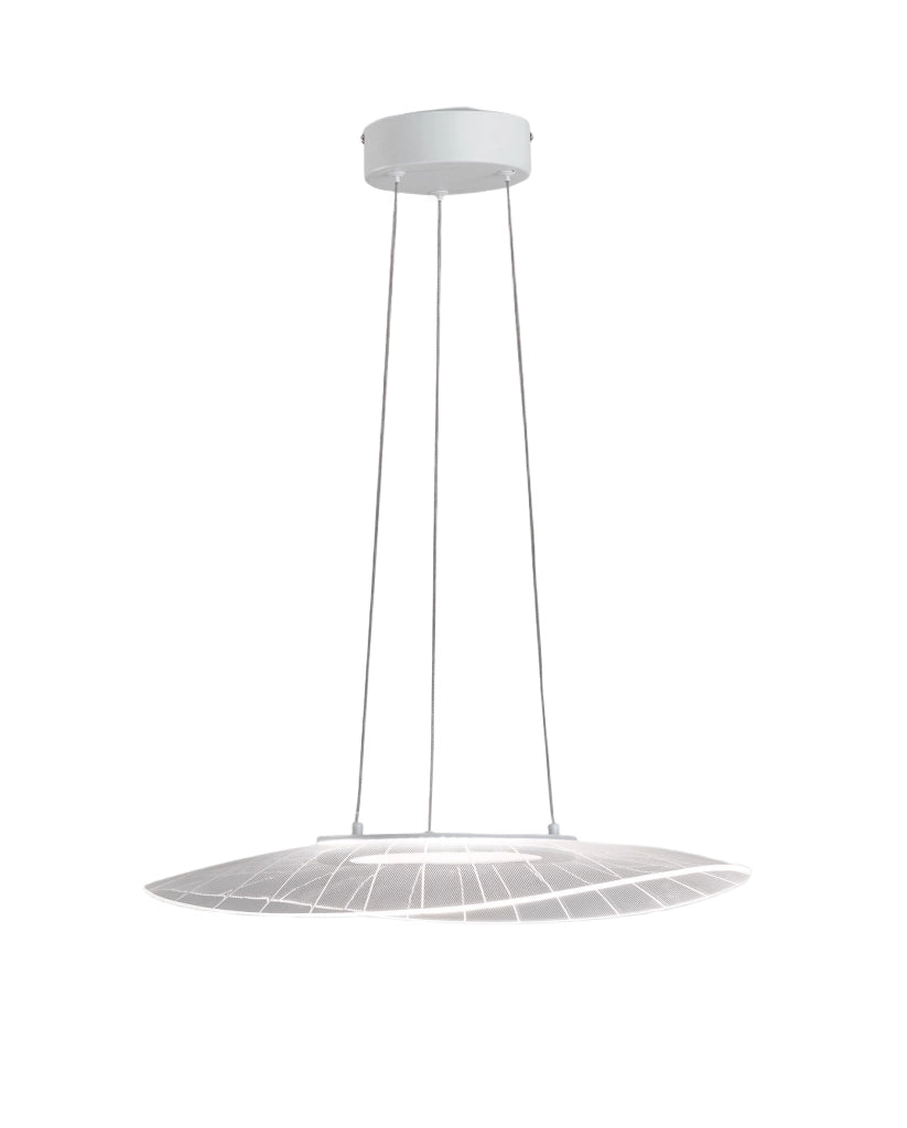 Lampada a Sospensione Vela Bianco 24W LED 3000K Dimmerabile in Metallo e Metacrilato, Design Moderno per Illuminazione Interni Eleganti